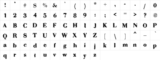 Spring Action Regular  glyph index