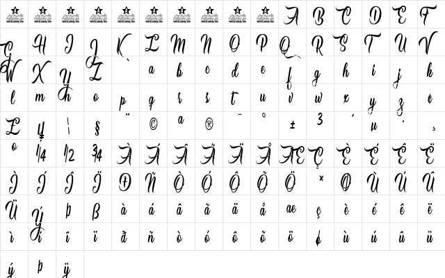 Love Empire Personal Use Regular  glyph index