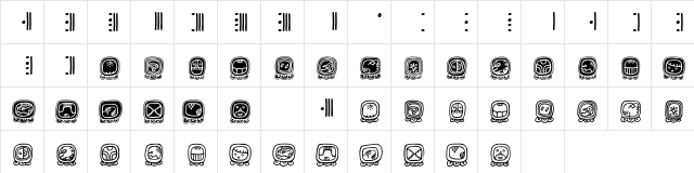 MayaDayNames Regular  glyph index