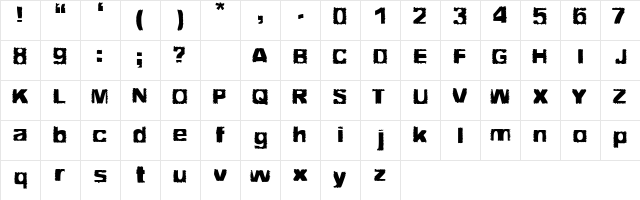 ERASER Regular  glyph index
