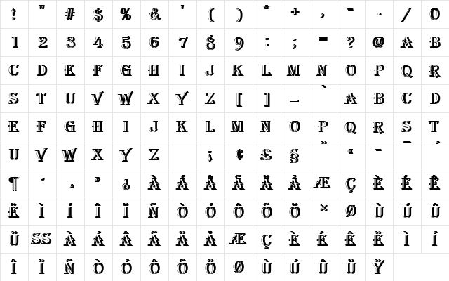 AlgerianDRe1 Regular  glyph index
