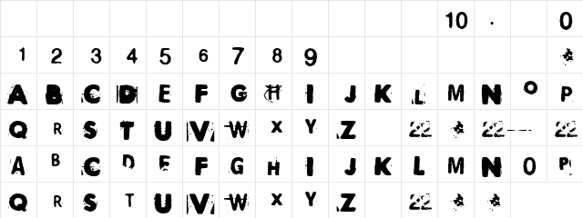Crazy n Nutty Regular  glyph index