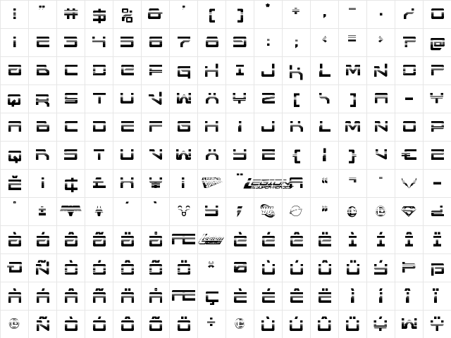United Planets Halftone Regular  glyph index