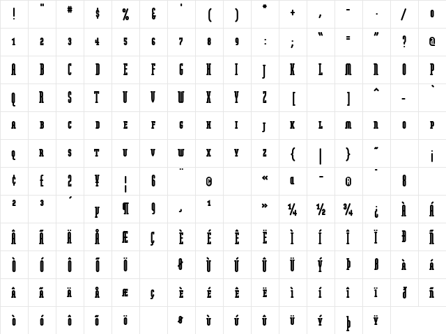 ModulaRoundSerifSmCap-Ultra Ultra  glyph index