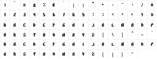 Malocknow Standard Regular  glyph index