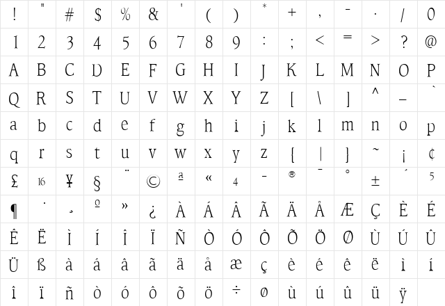 TFHabitatCond Regular  glyph index