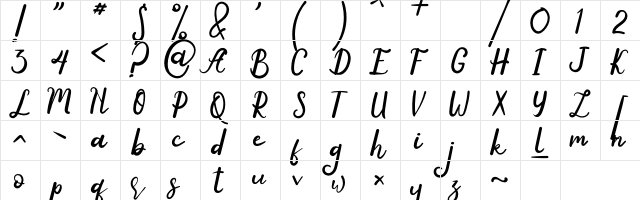 Anyone Regular  glyph index