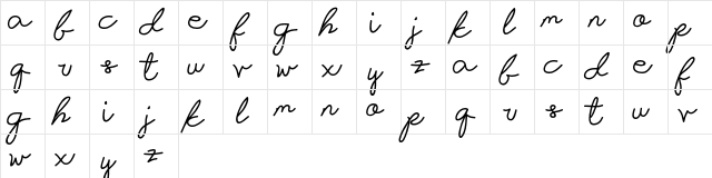 Infatuation Regular  glyph index