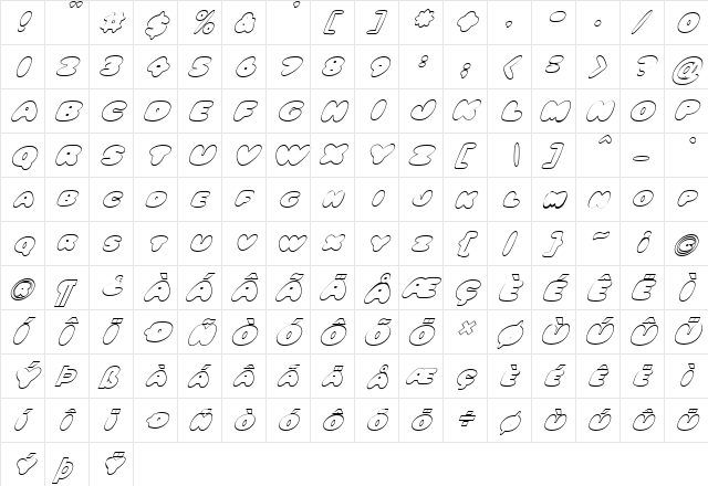 FZ JAZZY 59 HOLLOW ITALIC Normal  glyph index