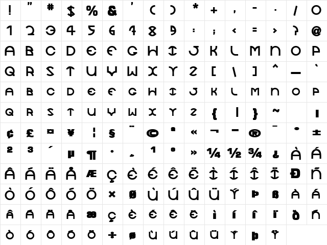 TocopillaSCapsSSK Bold  glyph index
