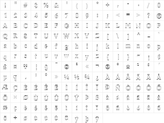FZ ROMAN 31 HOLLOW Normal  glyph index