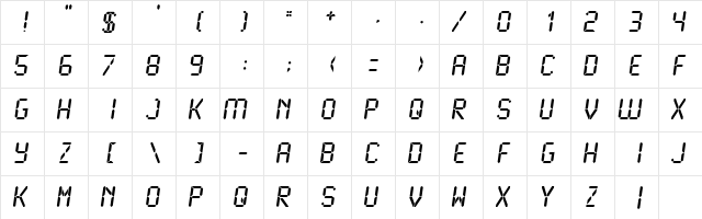 LCDMono2 Bold  glyph index