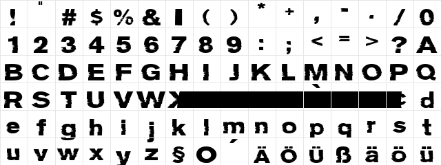 Groteski Bold  glyph index