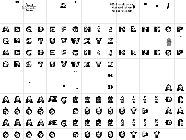 Hymn Regular  glyph index