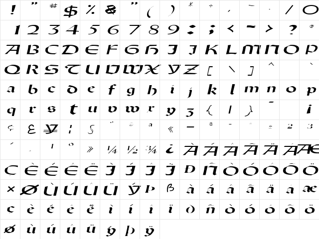 DriscollSSK Italic  glyph index