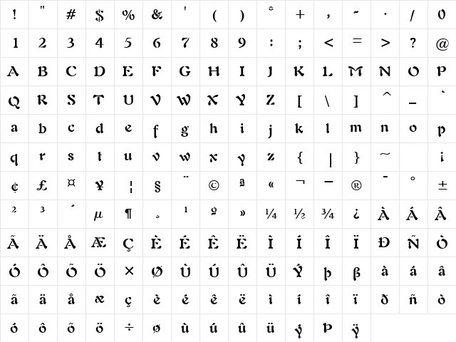 Lushlife BoldItalic  glyph index