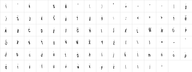 Underwater Regular  glyph index