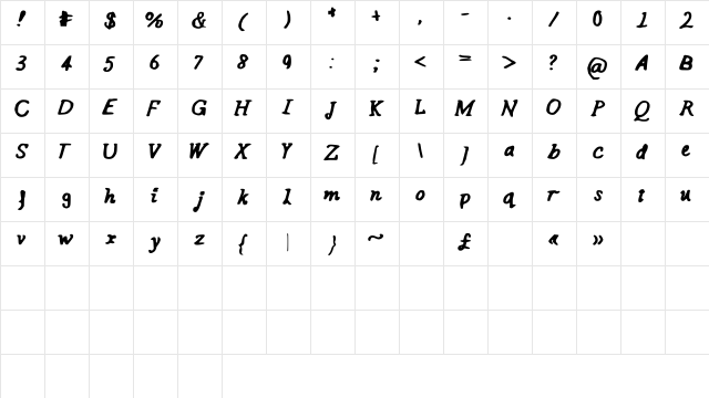 Loki Medium  glyph index
