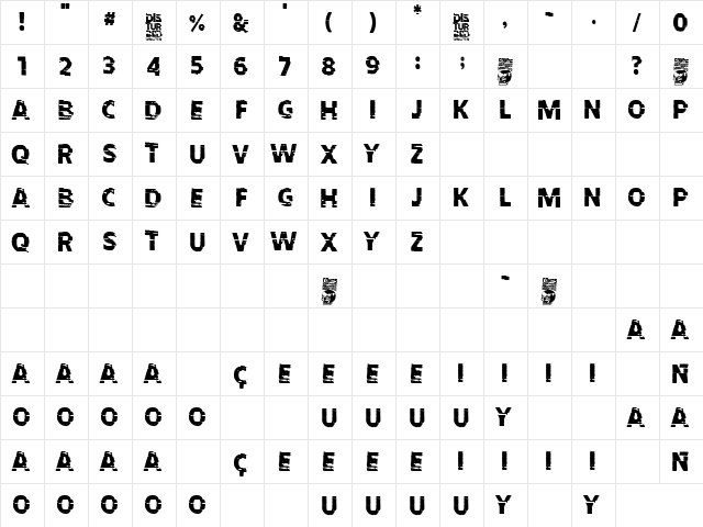 Disturbed Regular  glyph index