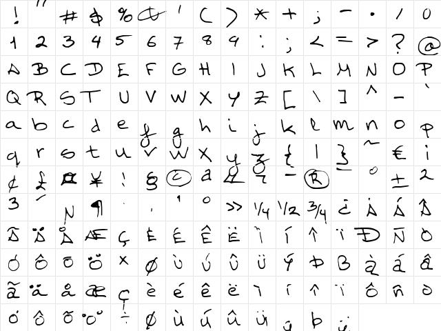 FG Tiburtius Regular  glyph index