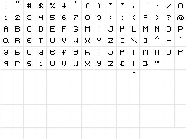 endlink Regular  glyph index