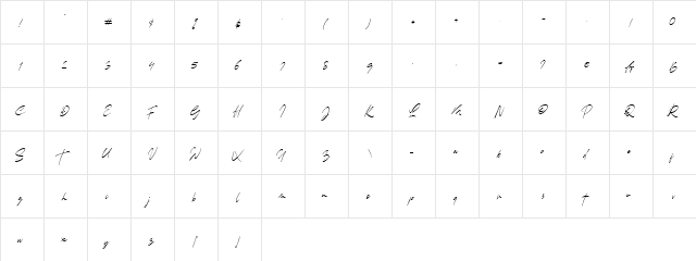 Lunafreya Regular  glyph index