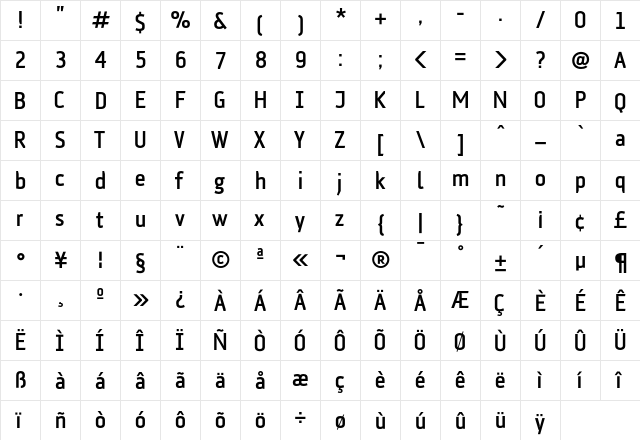 AFKlampenborg Medium  glyph index