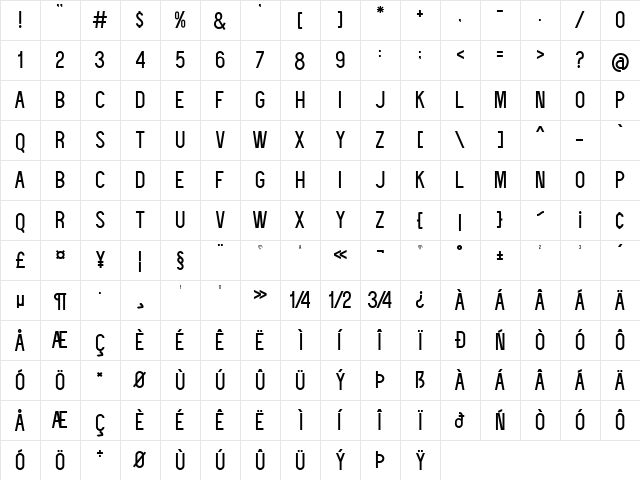deflagrate regular demo Regular  glyph index