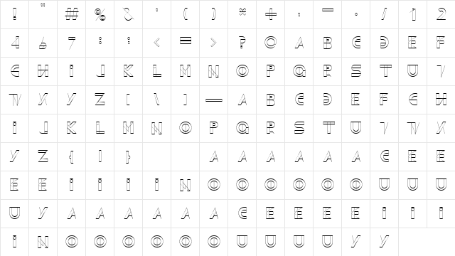 Geometrica Extra Light  glyph index