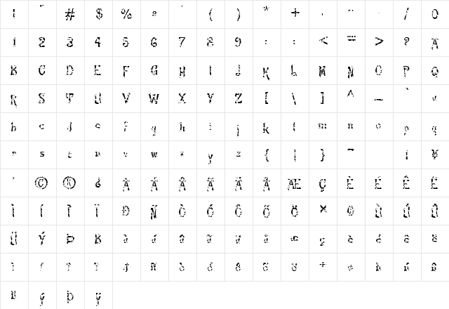 FZ JAZZY 21 HOLEY Normal  glyph index
