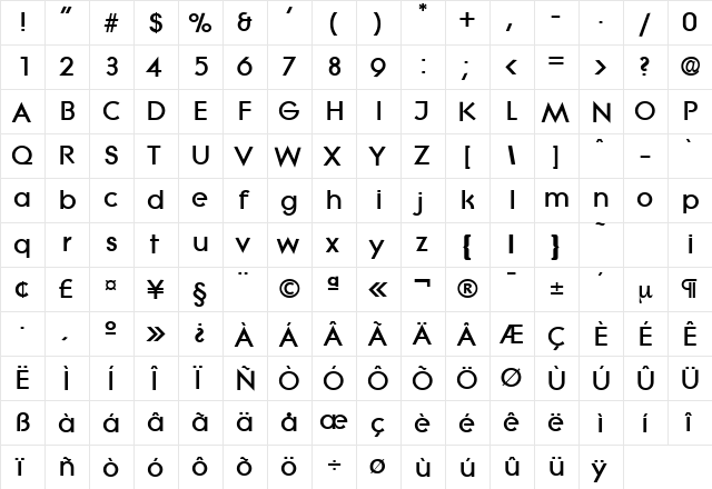 Litera-Serial-Heavy Regular  glyph index