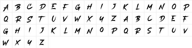 Black Range Free Regular  glyph index