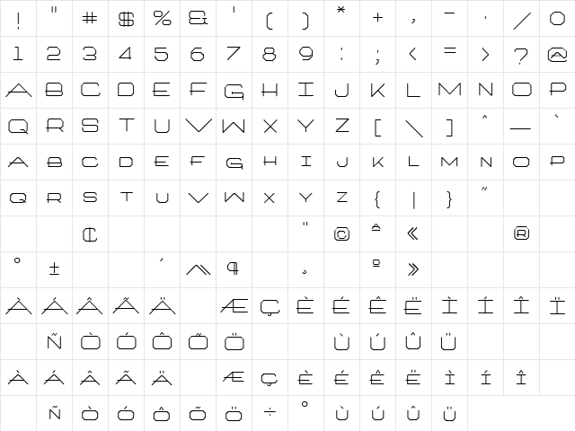 Artlookin Regular  glyph index