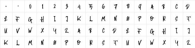 Random Brush Regular  glyph index