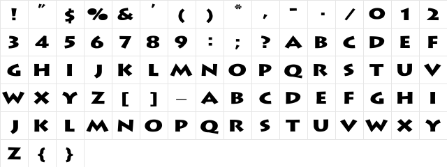 Lithograph Wd Regular  glyph index