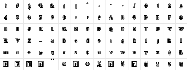 Decollagena Regular  glyph index