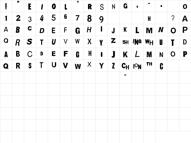 Quick End Jerk Regular  glyph index