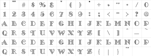Galleria Ho Regular  glyph index