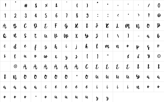 Before Christmas Regular  glyph index