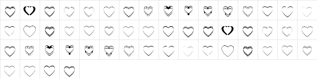 4YEOhearts Regular  glyph index