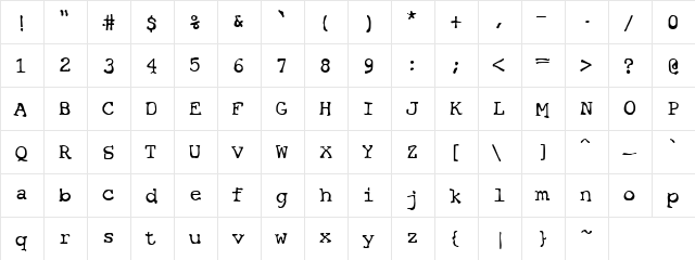 PC Ratatat Regular  glyph index