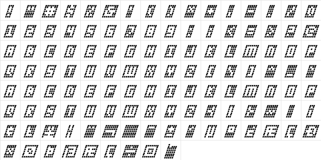 Y-Grid Italic Italic  glyph index