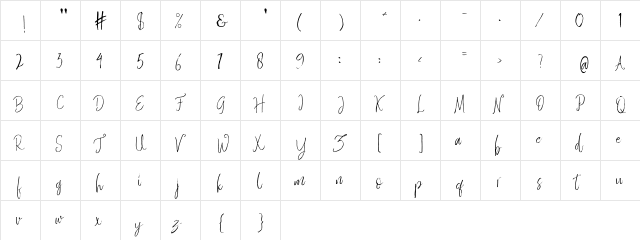Quixotic Free Regular  glyph index