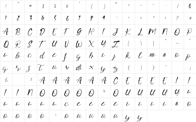 Lailatul Regular  glyph index