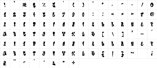 Giecella Kids Regular  glyph index