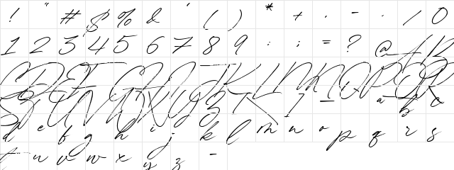 Winterlady Regular  glyph index