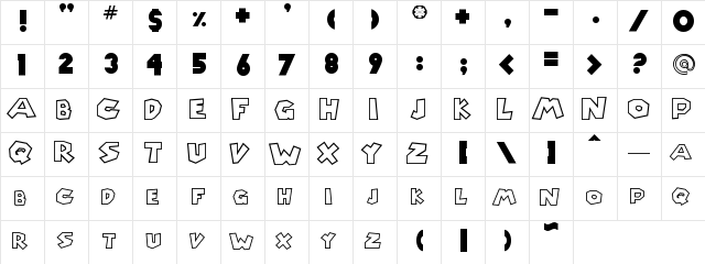 Chlorinap Regular  glyph index