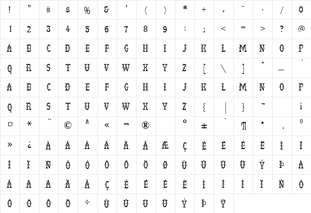 Vglee Regular  glyph index