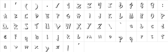 JaponesaShadow Regular  glyph index