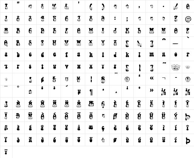 TheatreMask Becker Normal  glyph index